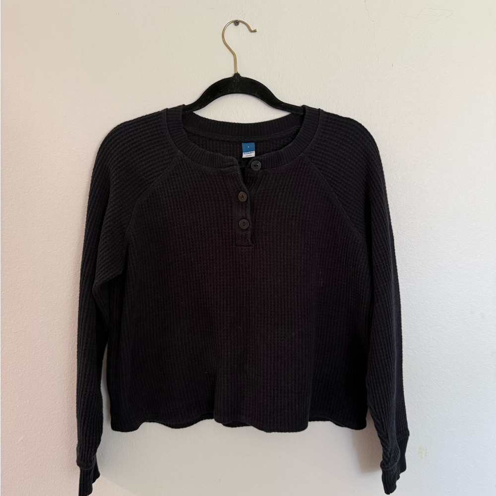 Old Navy Black Henley Sweatshirt